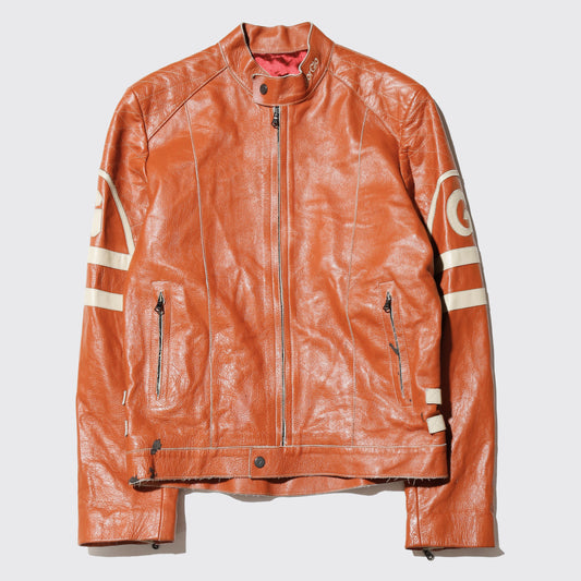 vintage euro amber racing leather jacket