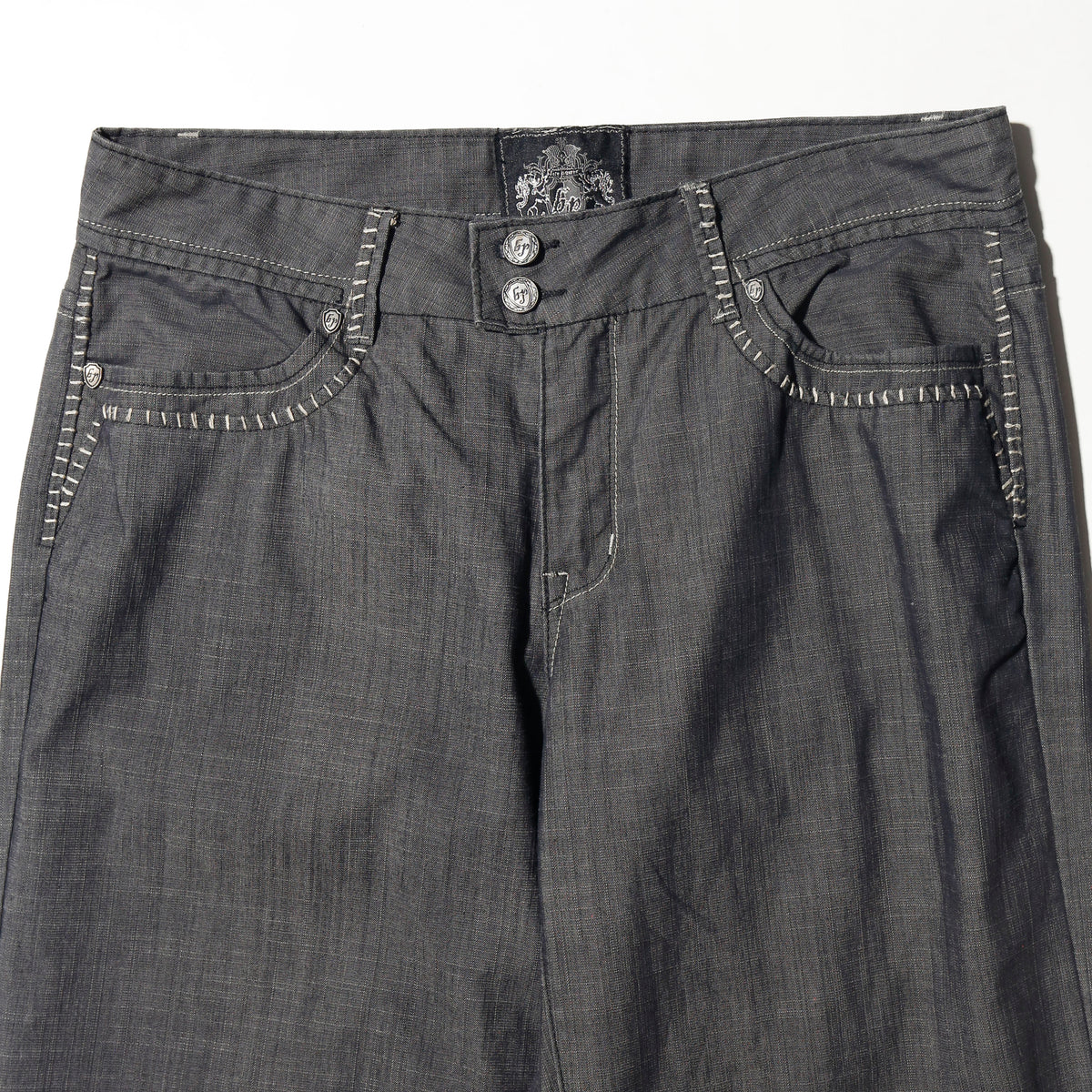 vintage low rise whipstitched wide trousers