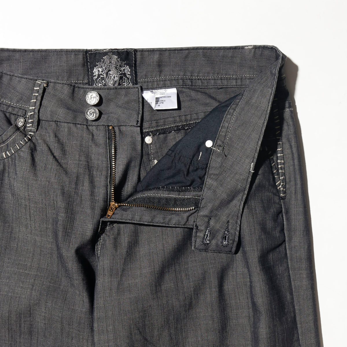 vintage low rise whipstitched wide trousers