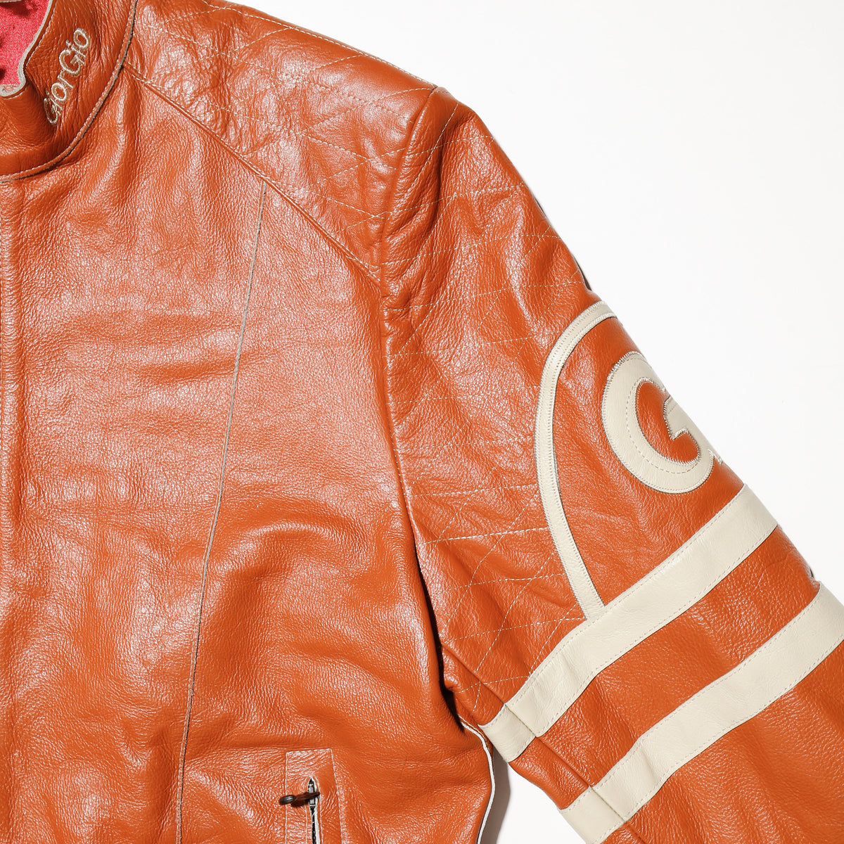vintage euro amber racing leather jacket