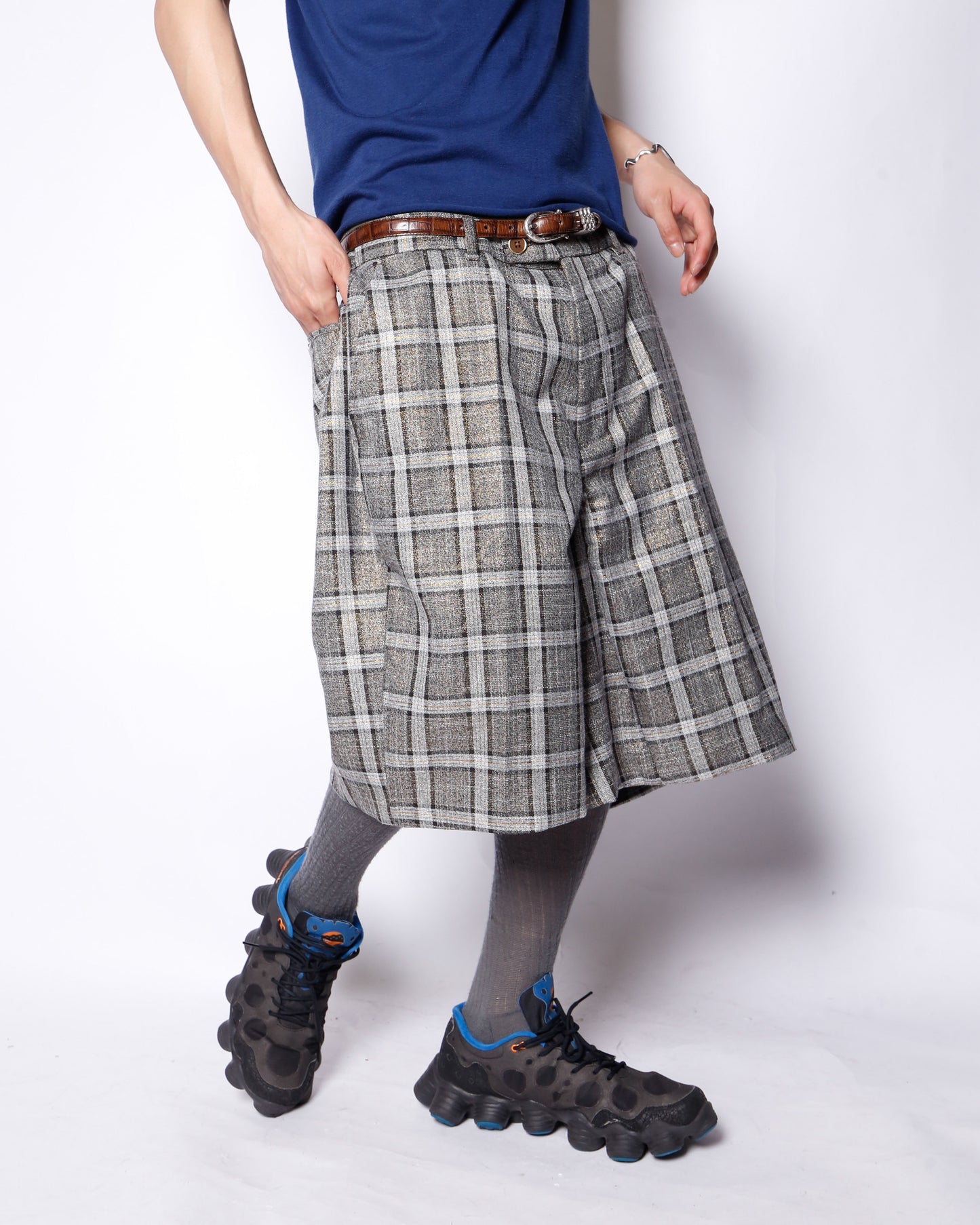 vintage lame check slacks shorts
