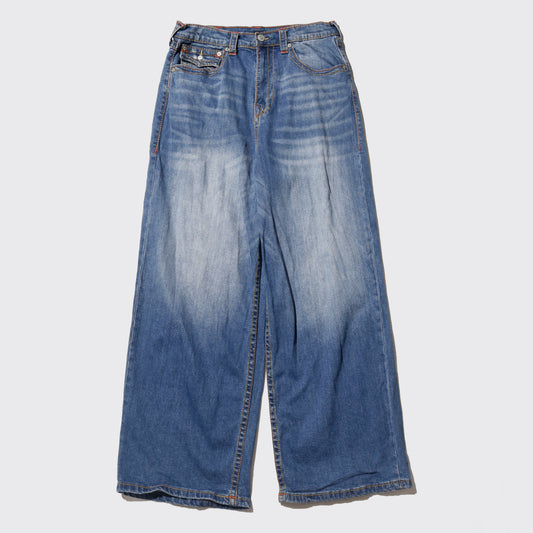 true religion faded wide leg jeans