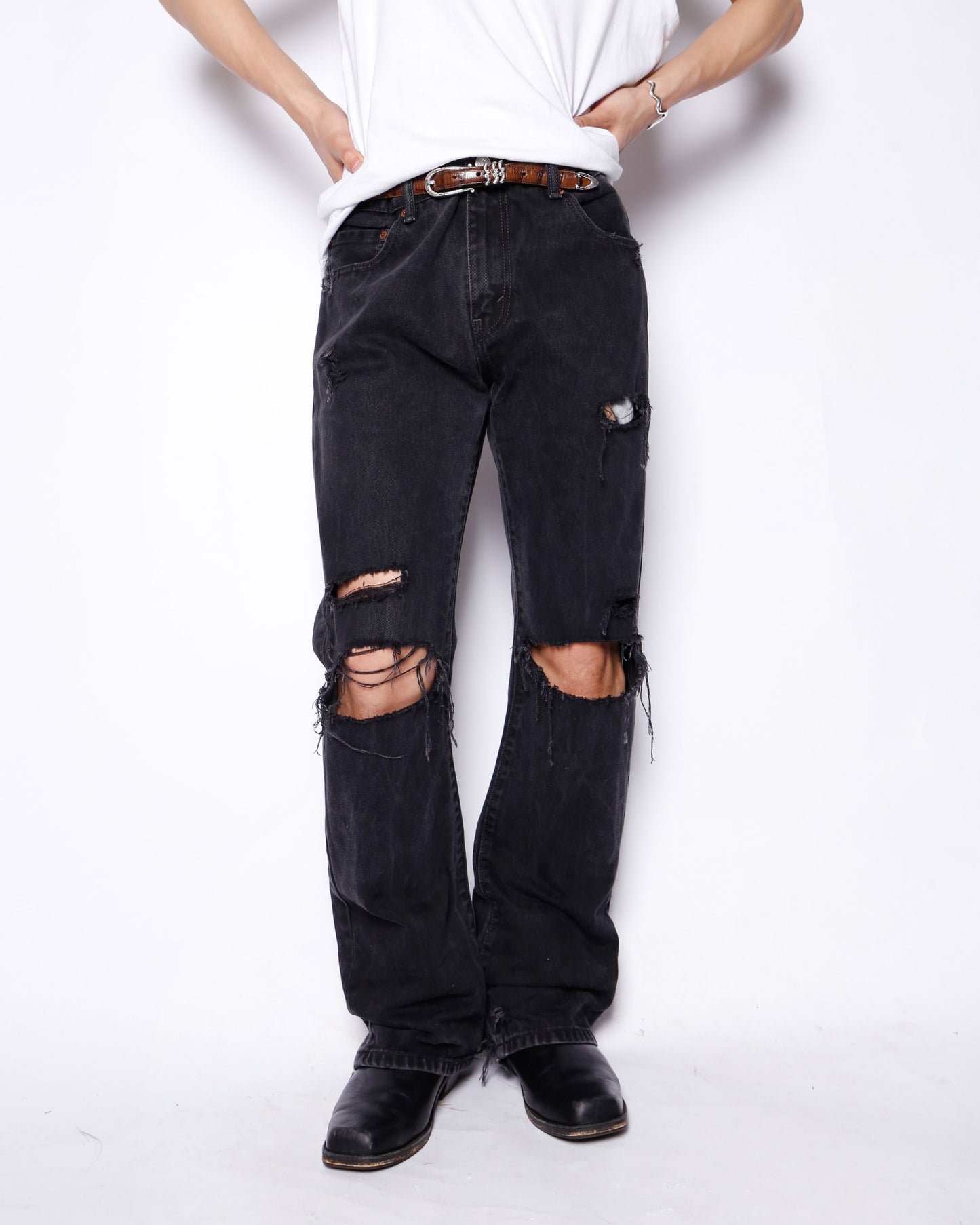 *one-off levi's 517 crush flare jeans