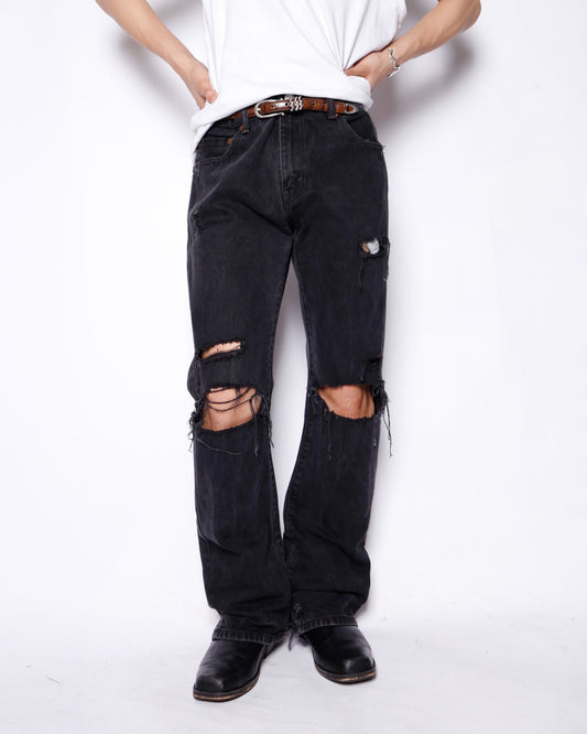 *one-off levi's 517 crush flare jeans