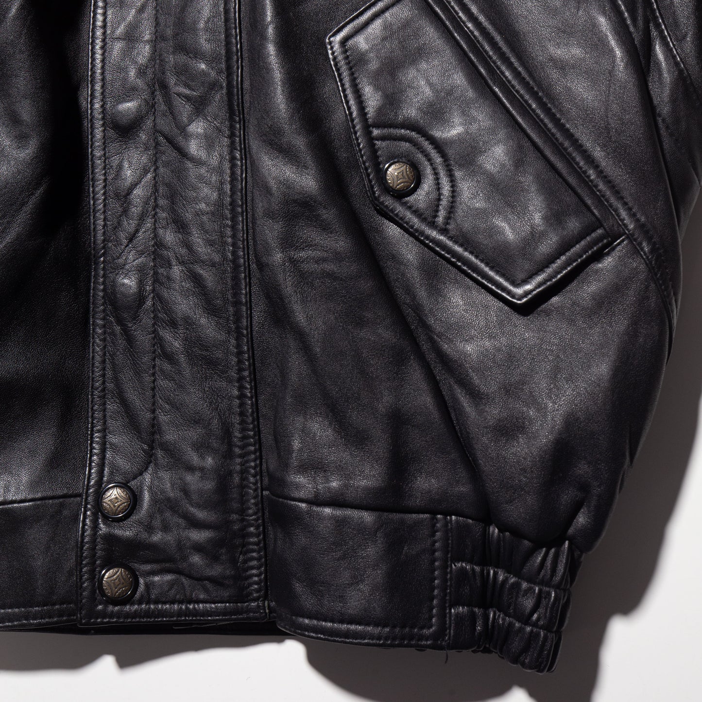 vintage stand collar aviator leather jacket