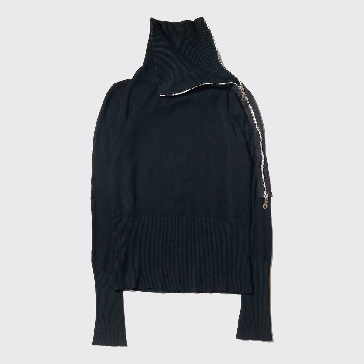 vintage side zipper ribbed sweater