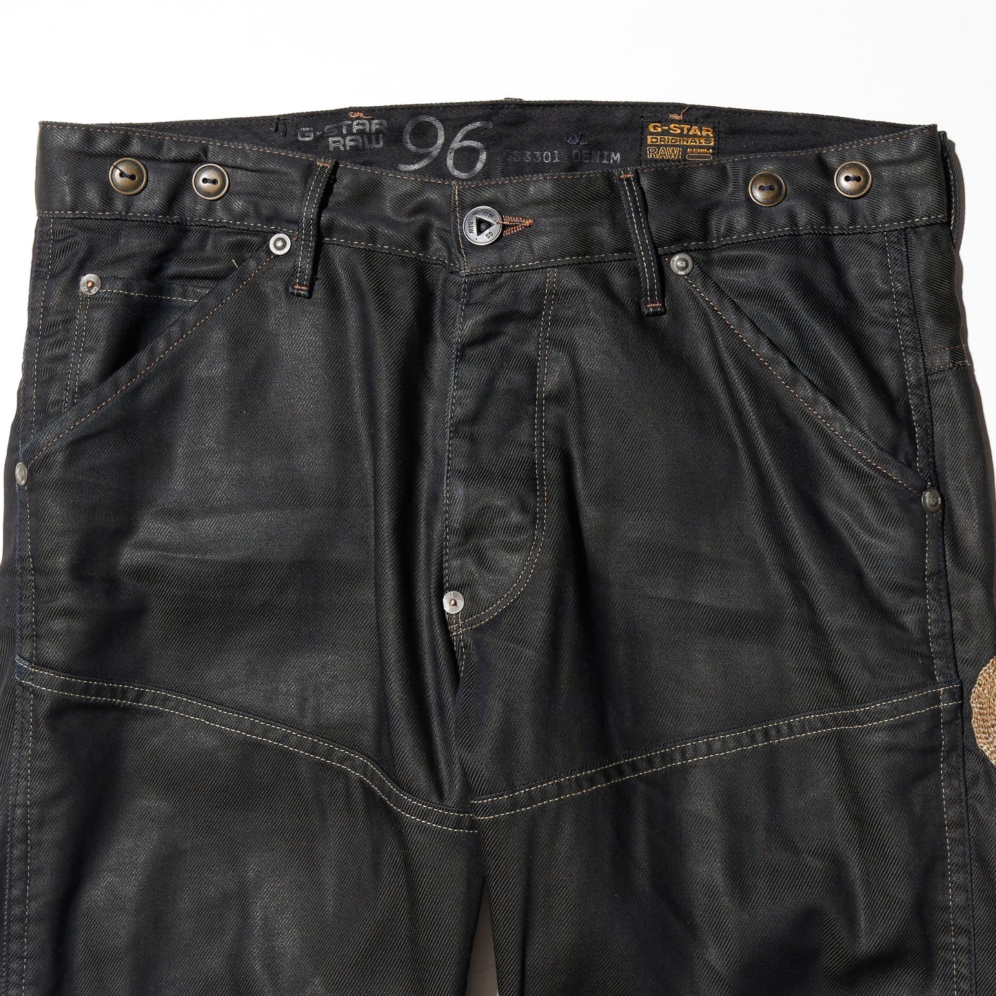 vintage 00's g-star raw waxed motorcycle jeans
