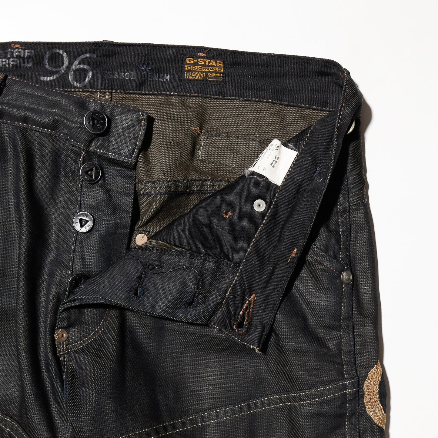 vintage 00's g-star raw waxed motorcycle jeans