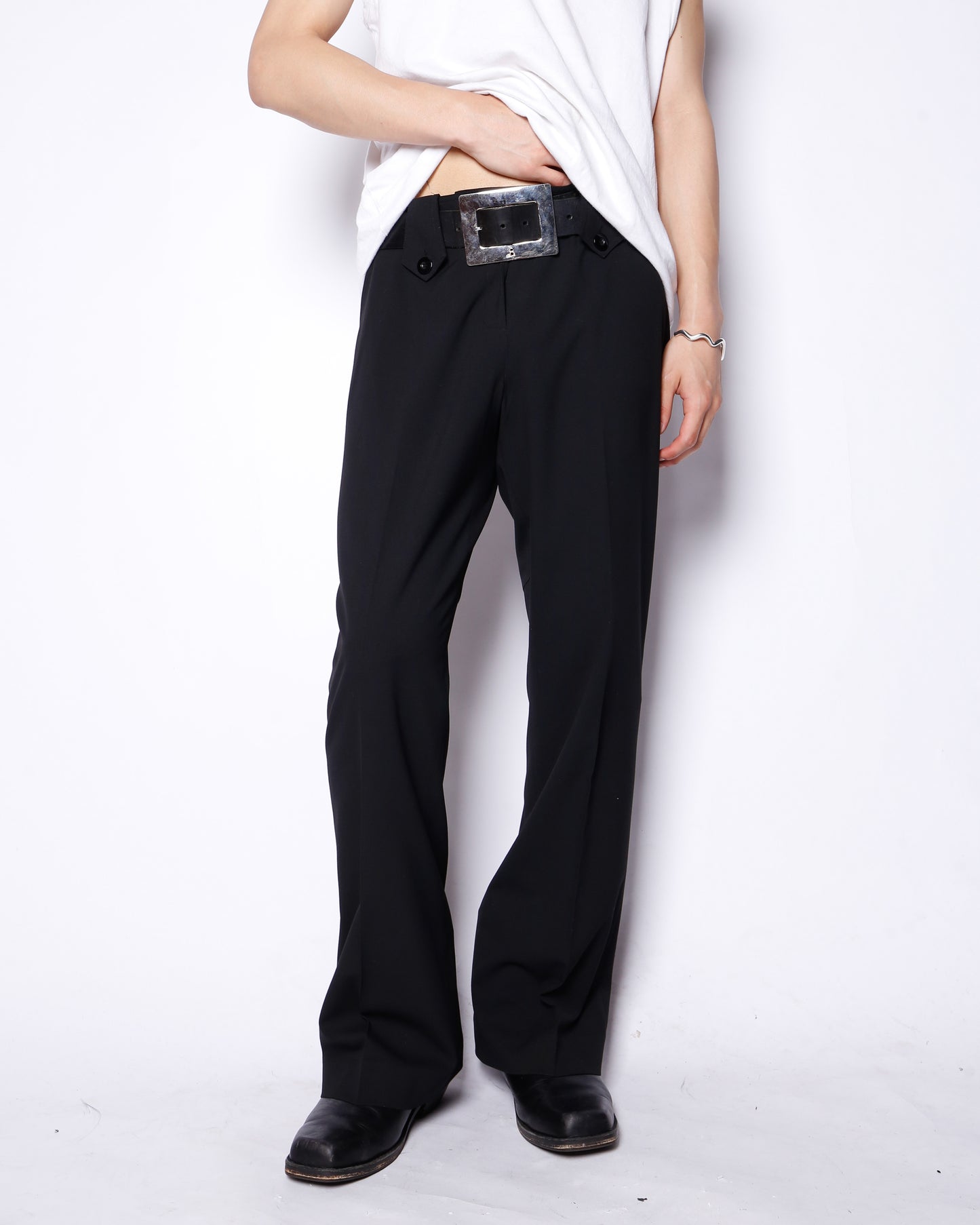 vintage button tab flare slacks
