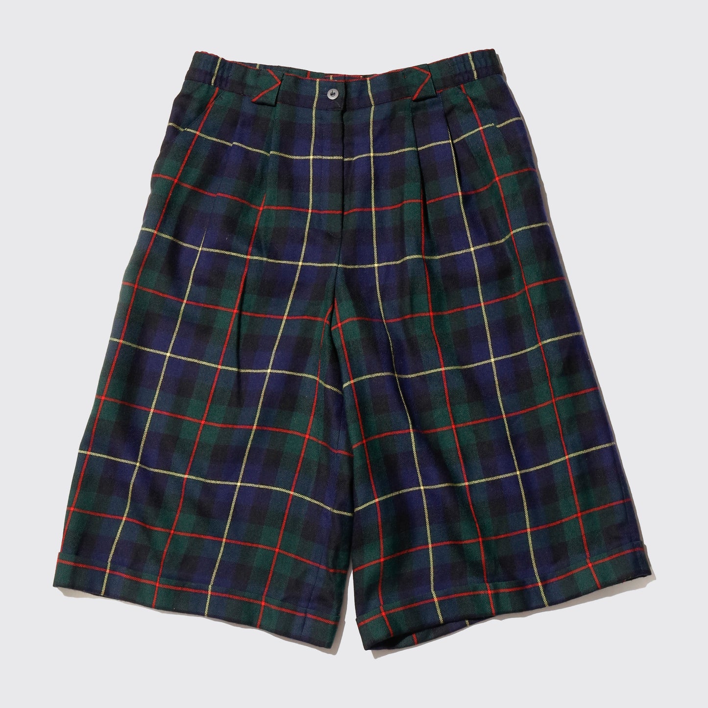 vintage tartan check wide shorts