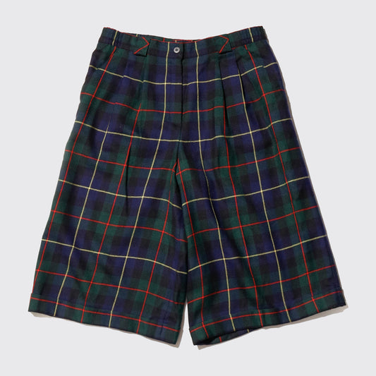 vintage tartan check wide shorts