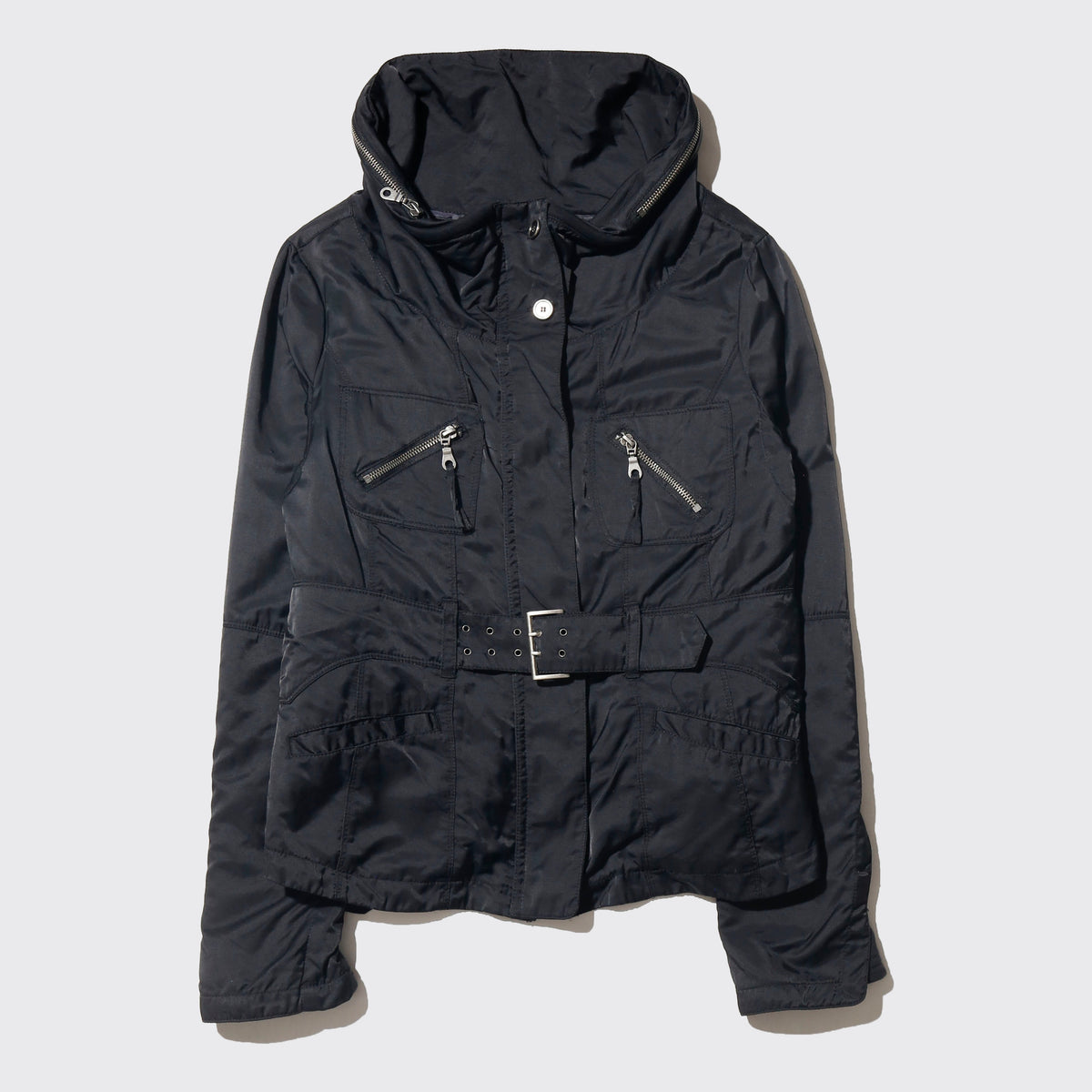vintage belted nylon travelers jacket, with detachable liner