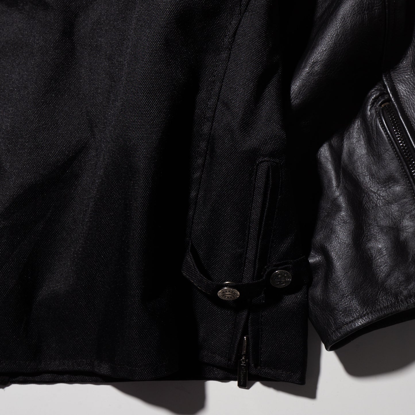 vintage leather sleeve single motorcycle jacket