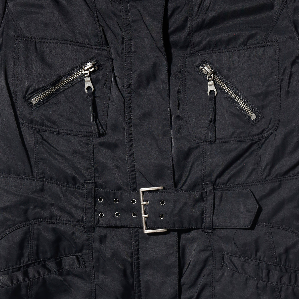 vintage belted nylon travelers jacket, with detachable liner