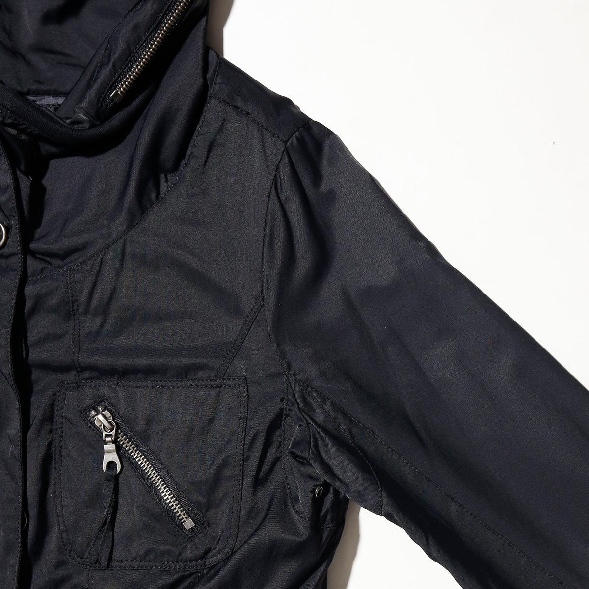 vintage belted nylon travelers jacket, with detachable liner