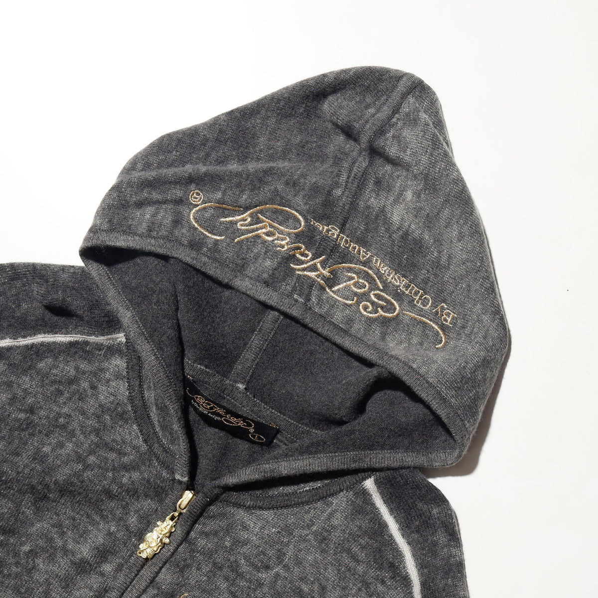 vintage ed hardy winged skull knit hoodie
