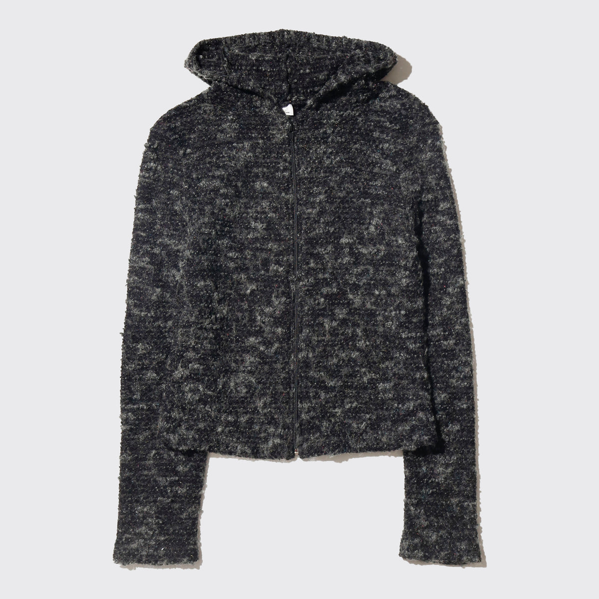 vintage cropped boucle knit hoodie