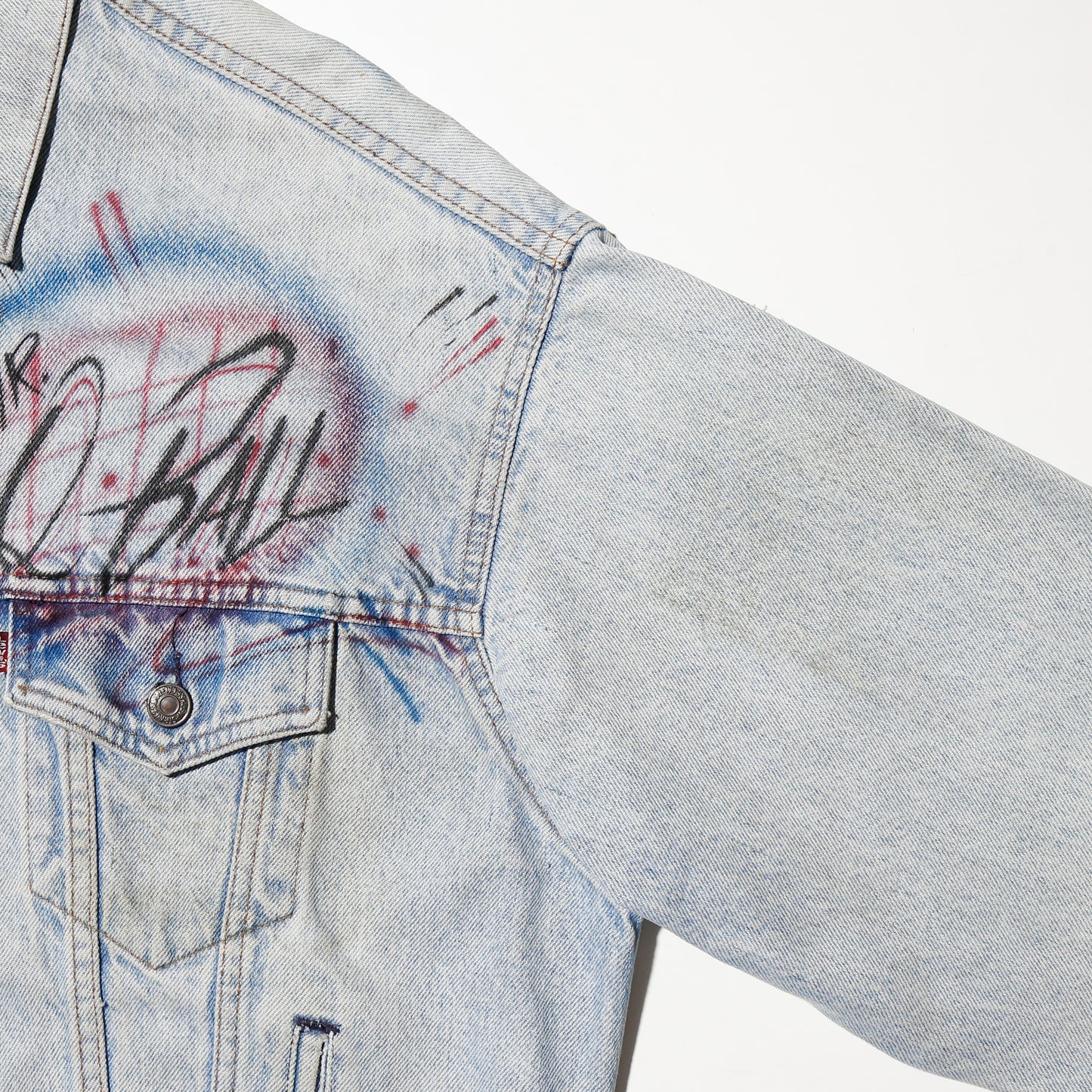 vintage "the cat in the hat" by dr. seuss painted trucker jacket