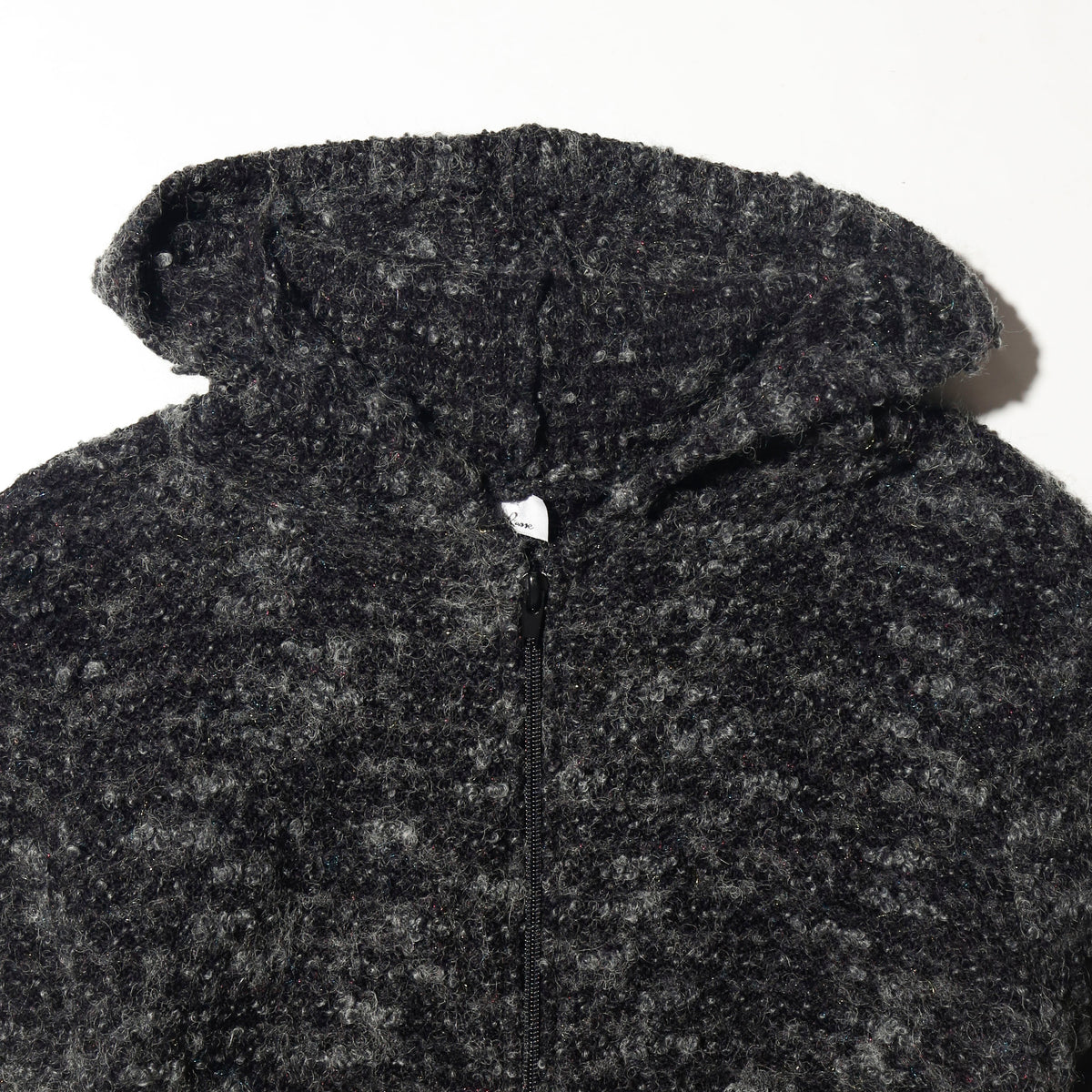 vintage cropped boucle knit hoodie
