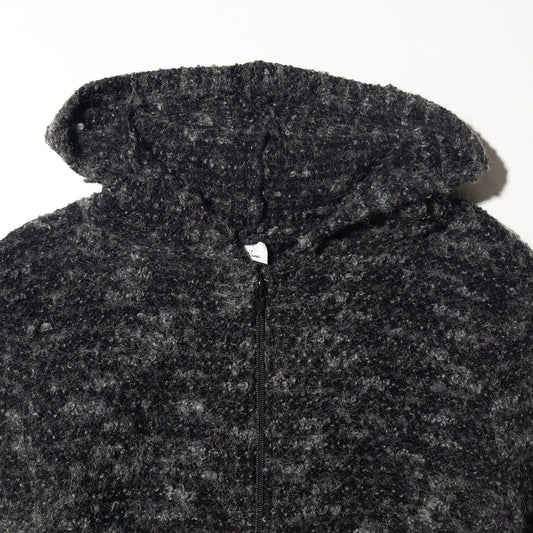 vintage cropped boucle knit hoodie