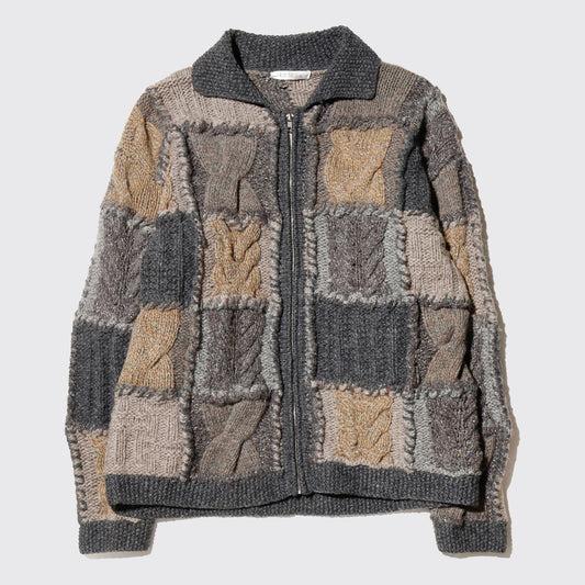 vintage patchwork fisherman knit jacket