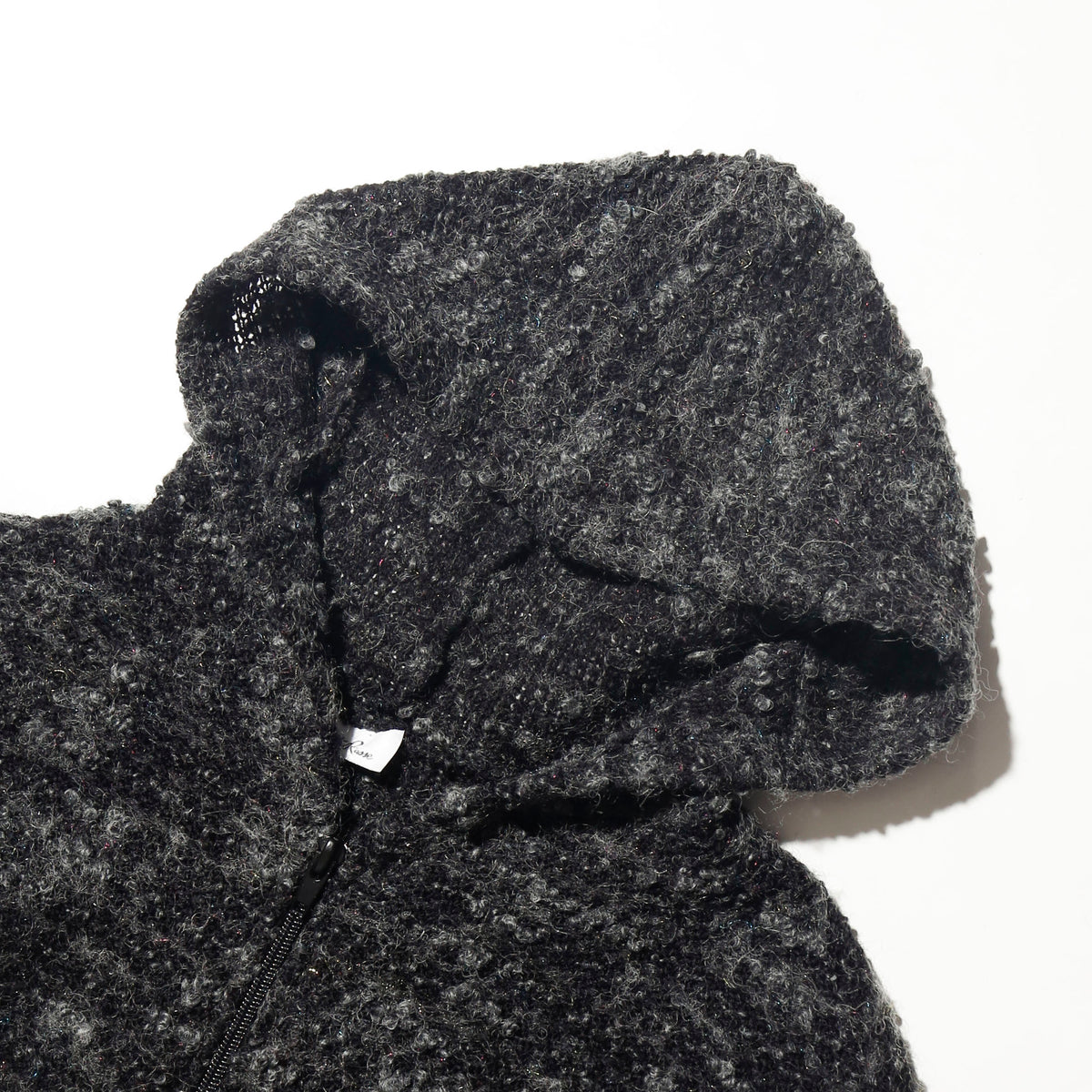 vintage cropped boucle knit hoodie