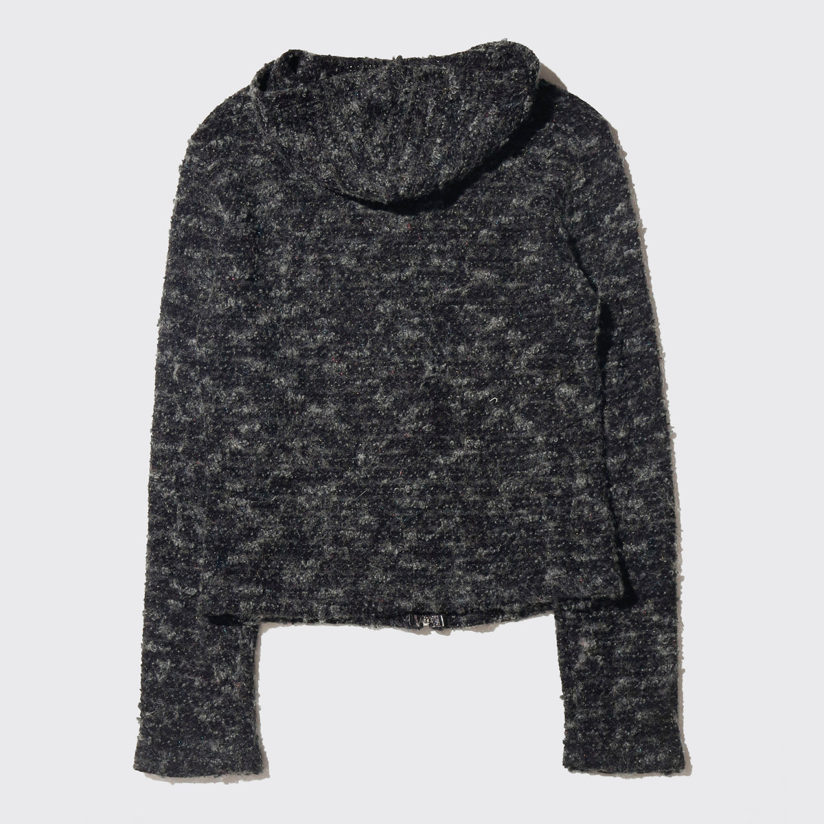 vintage cropped boucle knit hoodie