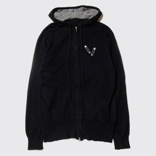 vintage safety pins cashmere knit hoodie