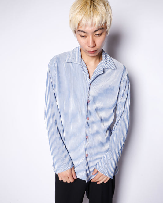 vintage pleats open collar shirt