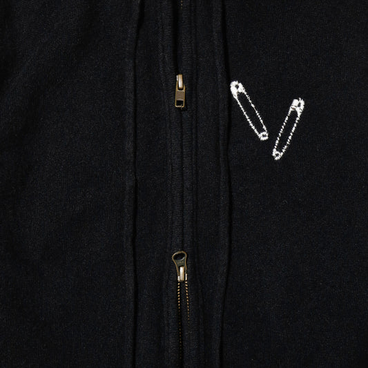 vintage safety pins cashmere knit hoodie