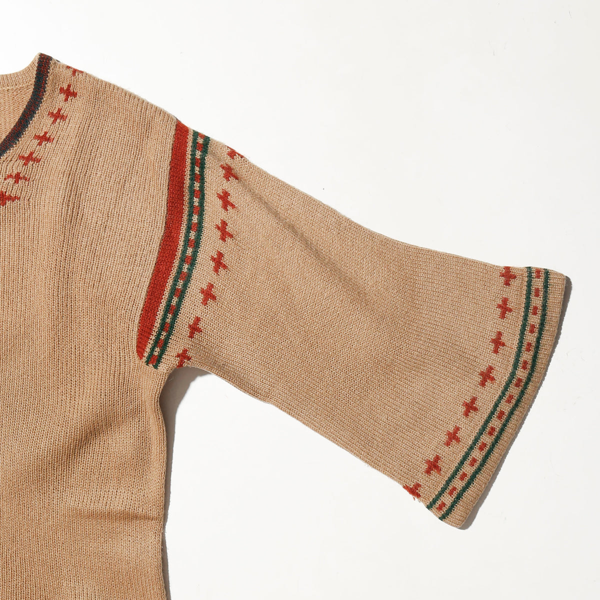 vintage 70's kenny classics tan bell sleeve boho acrylic sweater