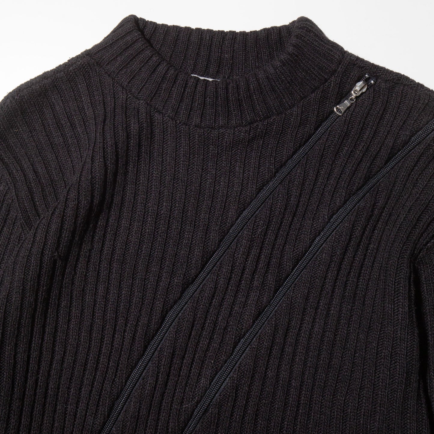 vintage double slanting zip sweater