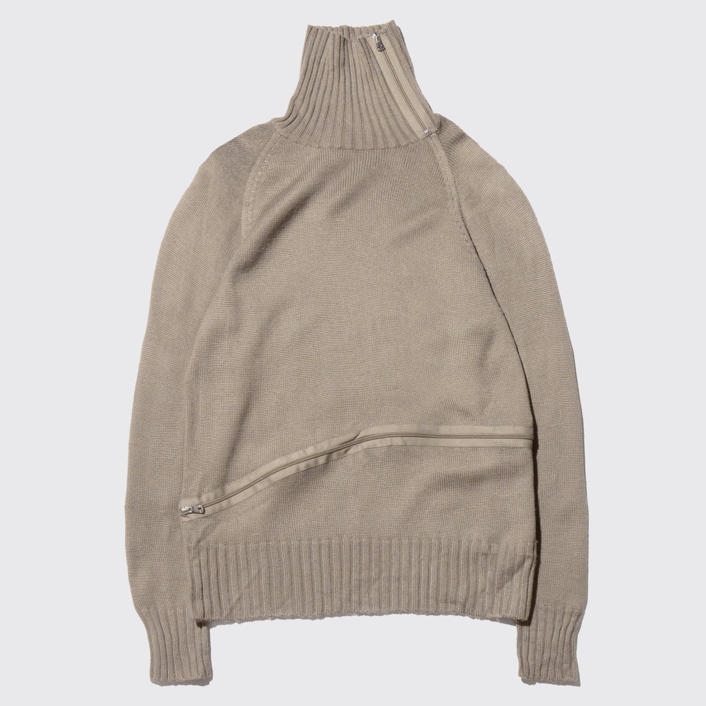 vintage irregular zip sweater