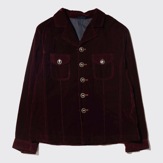 vintage flower button velvet trucker jacket