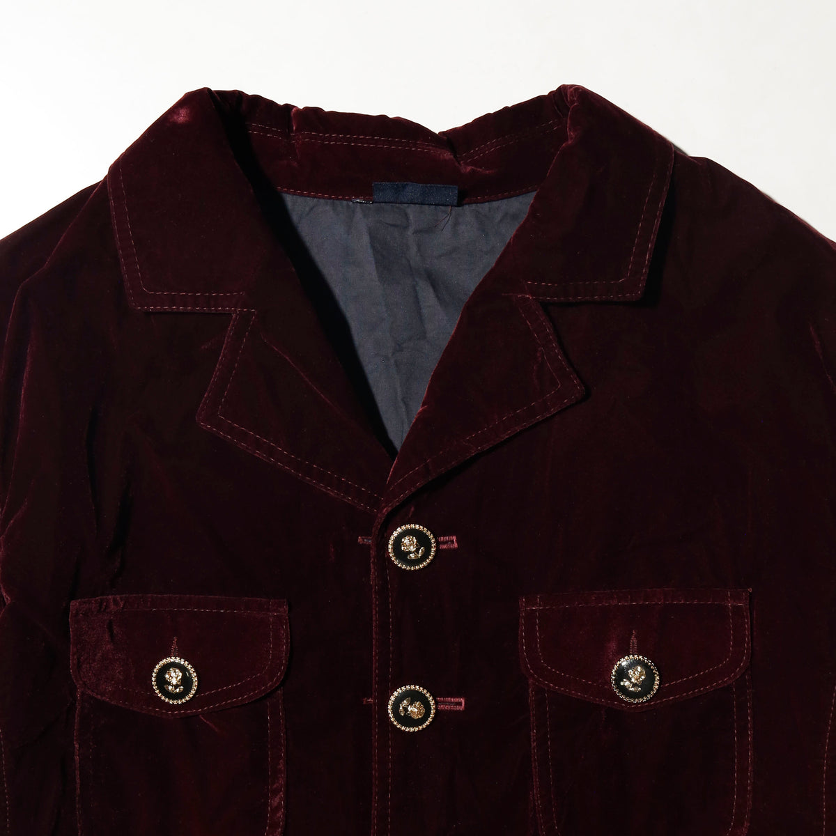vintage flower button velvet trucker jacket