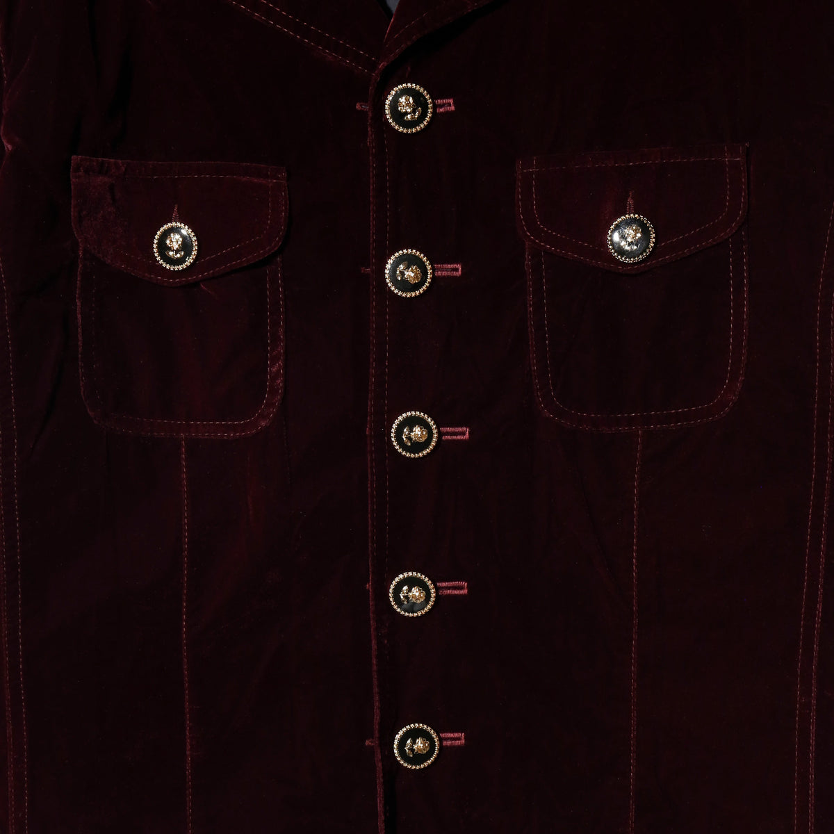 vintage flower button velvet trucker jacket