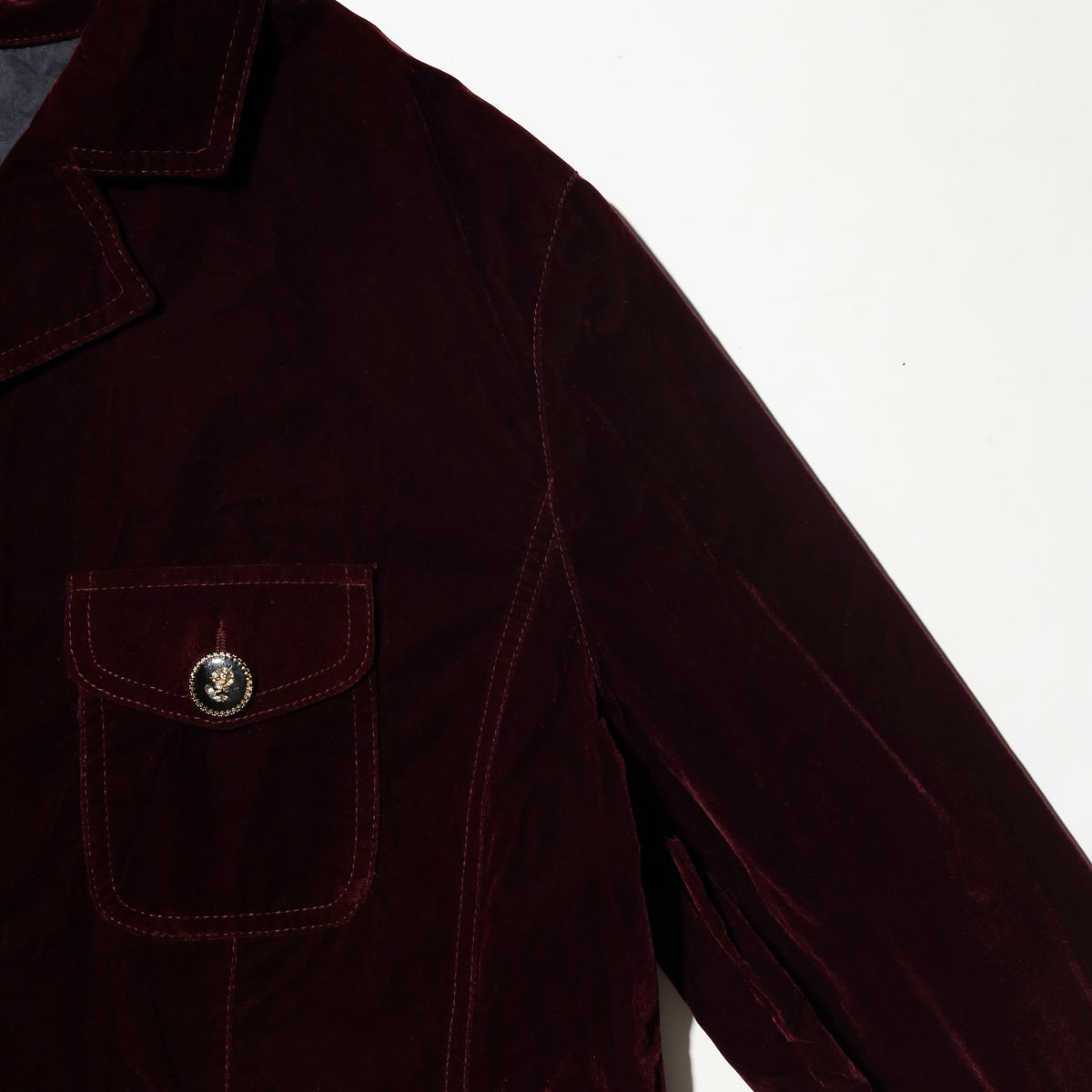 vintage flower button velvet trucker jacket