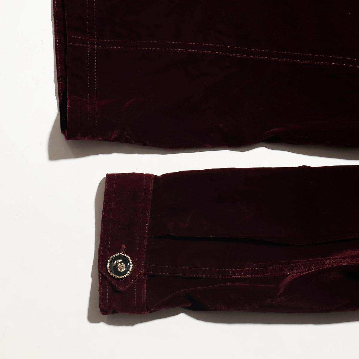 vintage flower button velvet trucker jacket
