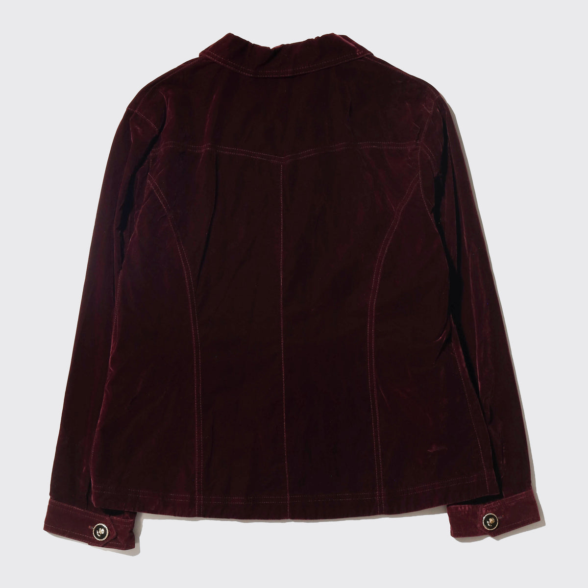 vintage flower button velvet trucker jacket