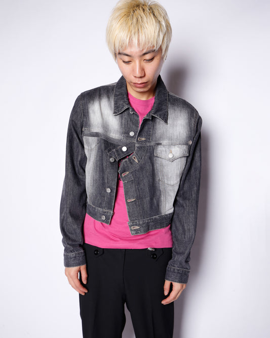 *one-off faded unbalance trucker jacket