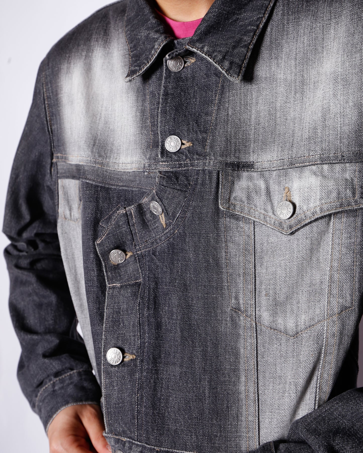 *one-off faded unbalance trucker jacket