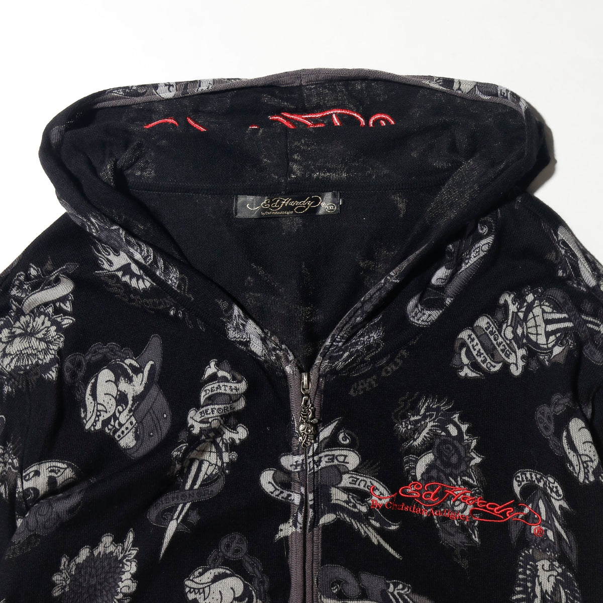 vintage ed hardy tatoo all over print hoodie