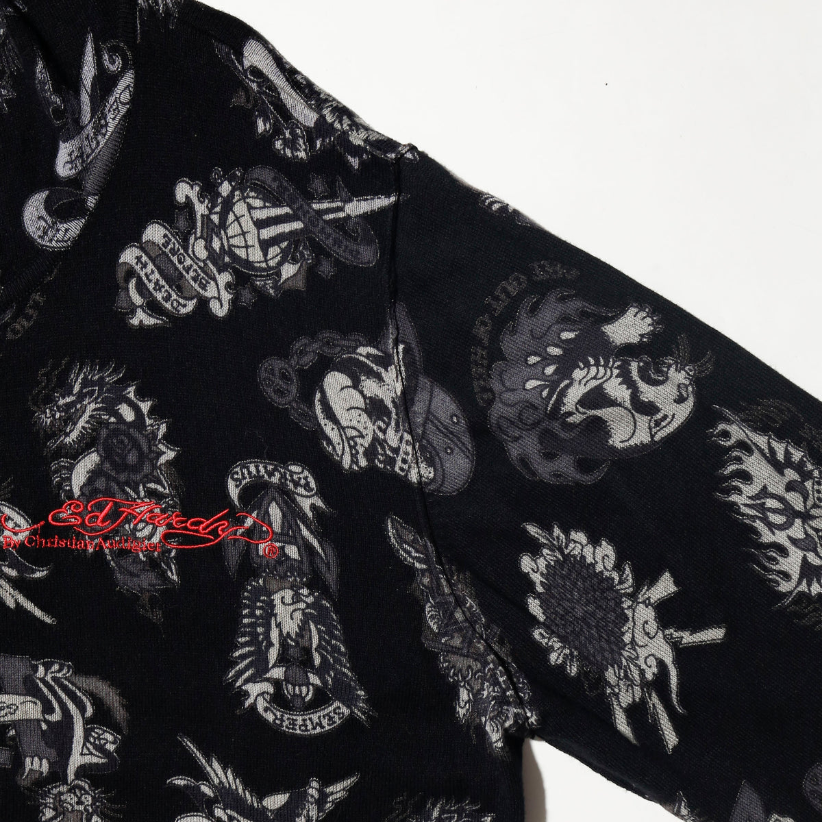 vintage ed hardy tatoo all over print hoodie
