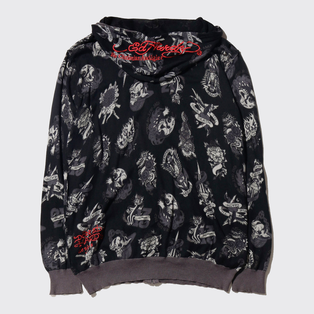 vintage ed hardy tatoo all over print hoodie