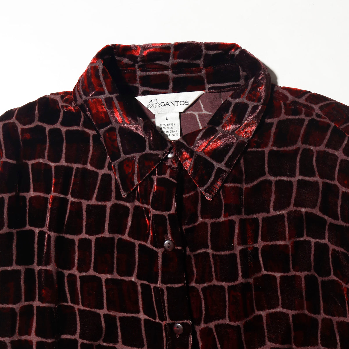 vintage bloody croc velvet sheer shirt