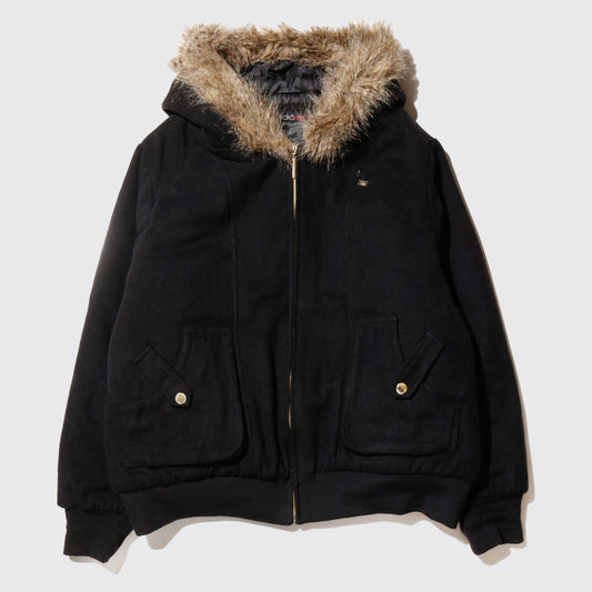 vintage 00's Eckō fur hooded wool jacket