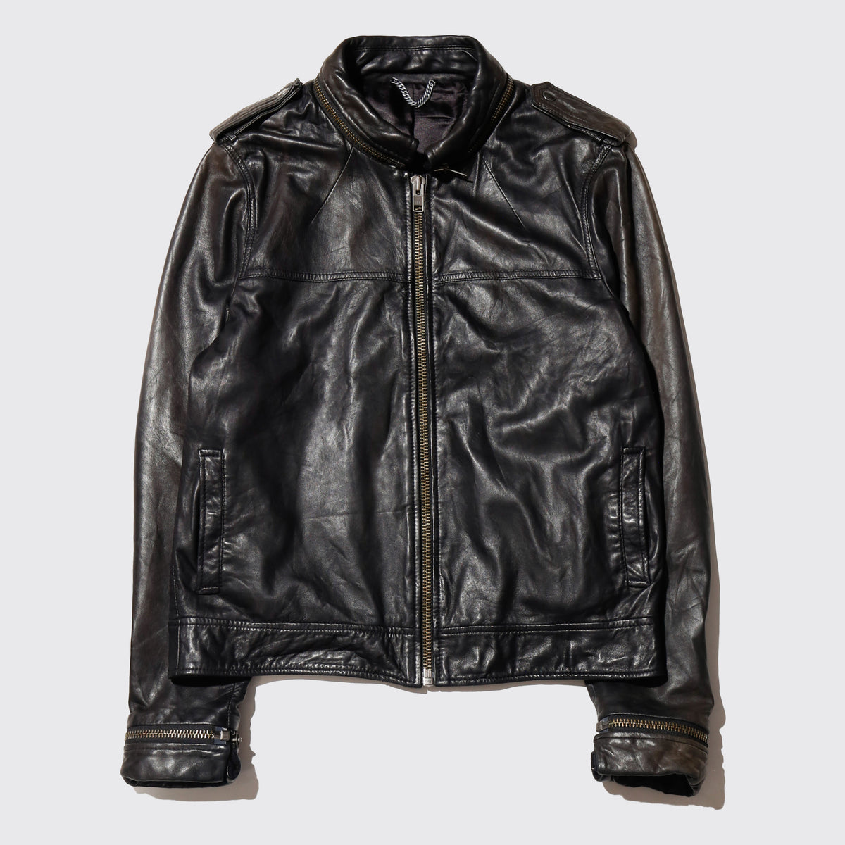vintage 08ss allsaints field leather jacket
