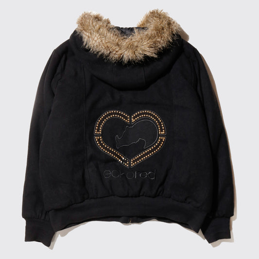 vintage 00's Eckō fur hooded wool jacket