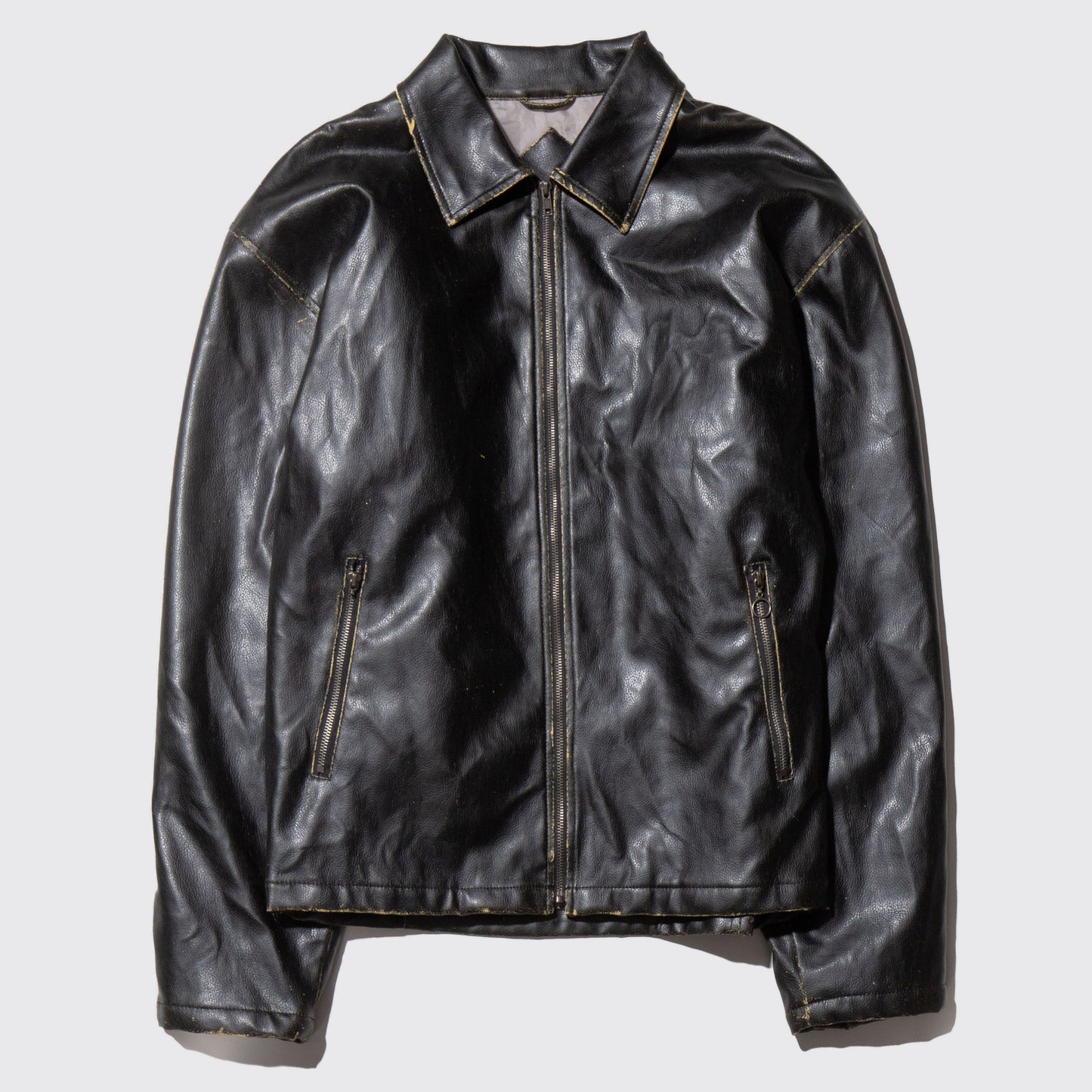 vintage faded faux leather jacket