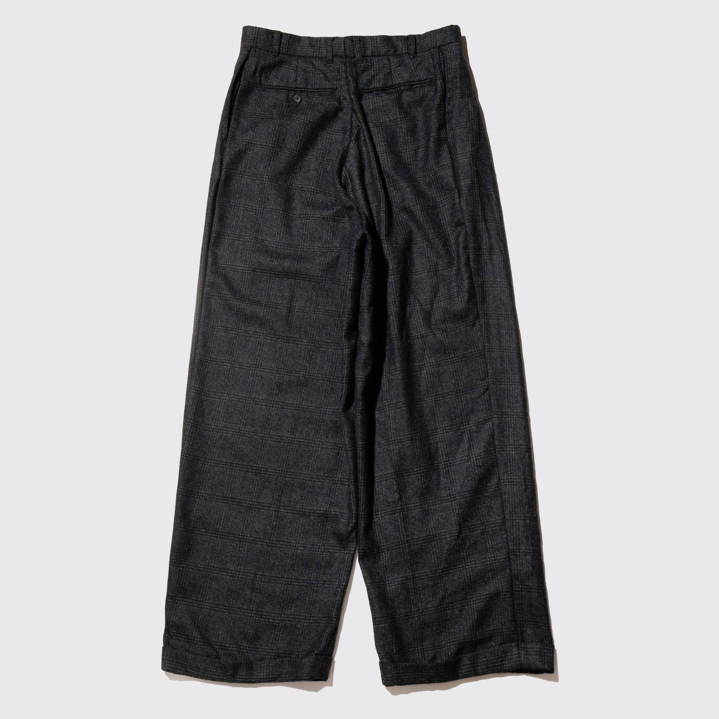 vintage check wool tucked wide slacks